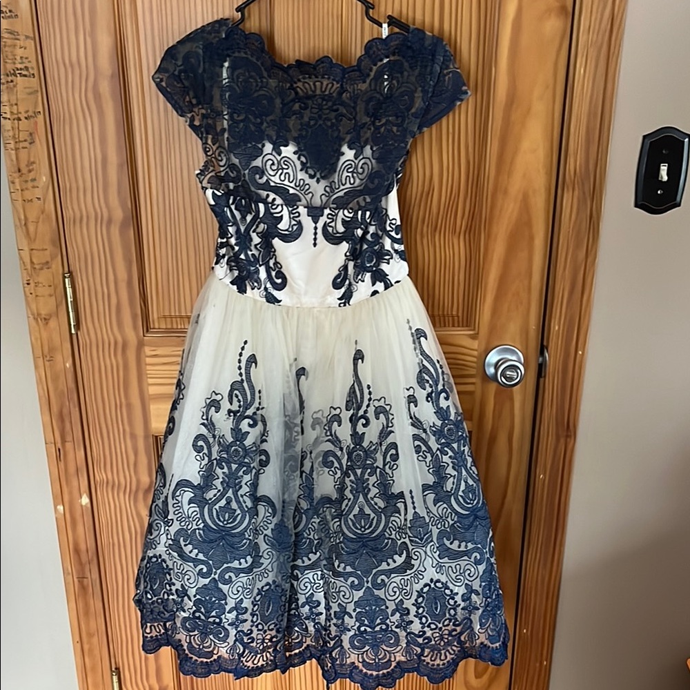 Elegant Navy and White Dress
